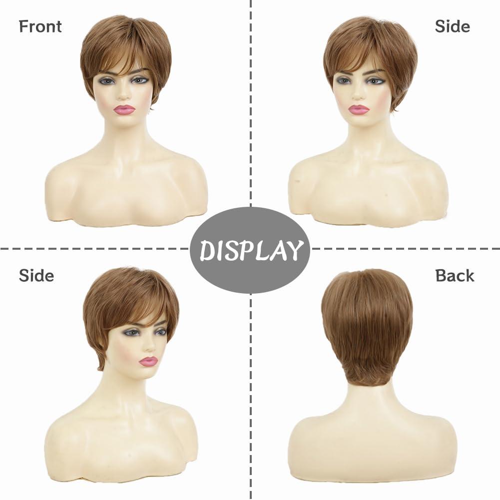 image:imageShort Brown Pixie Cut Wigs for Women with Bangs Synthetic Wigs Layered Fluffy Halloween Party Cosplay Hair Wig