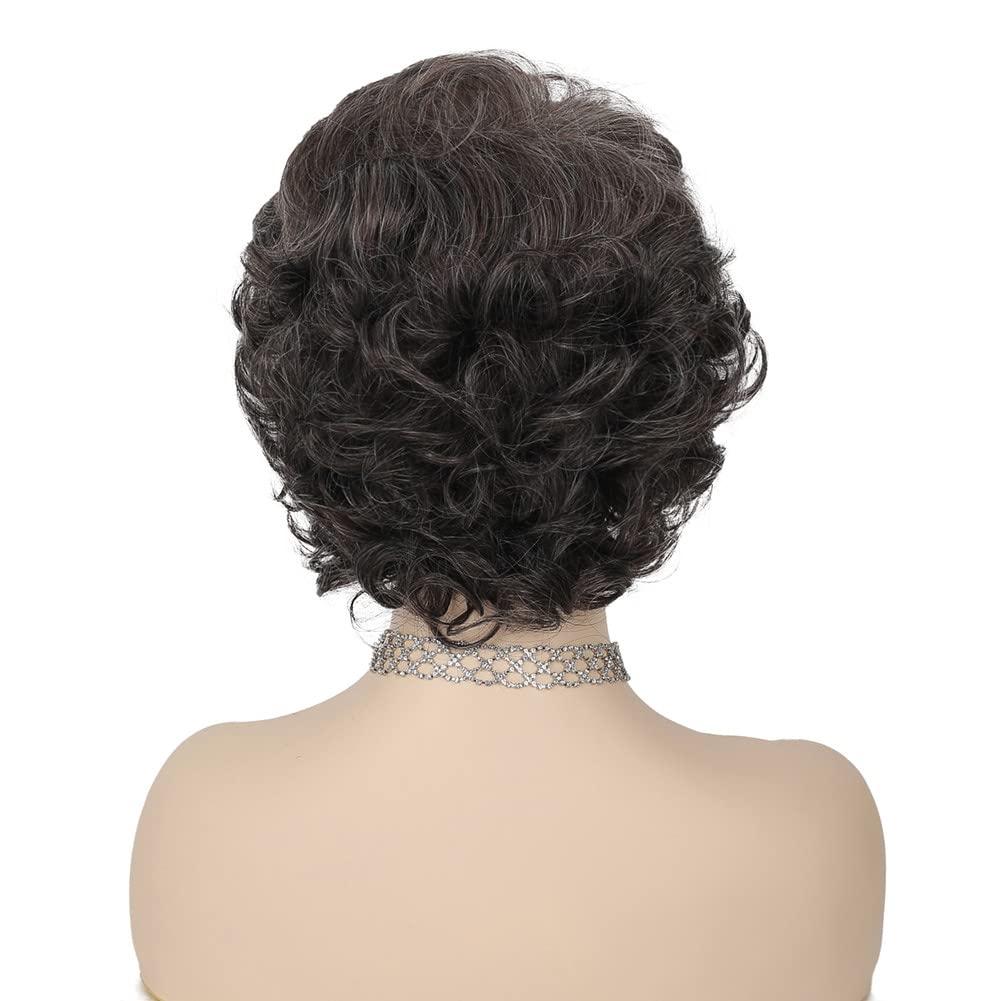 image:imageWomen Short Blonde Curly Wig Bob Wig with Bangs Shoulder Length Naturel Hair Wigs Cosplay Daily Party UseBlondeGrey