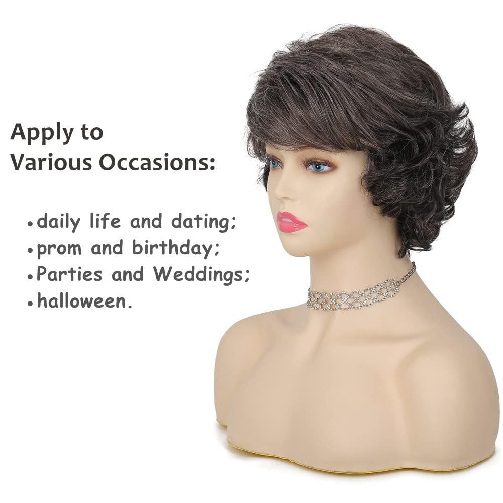 image:imageWomen Short Blonde Curly Wig Bob Wig with Bangs Shoulder Length Naturel Hair Wigs Cosplay Daily Party UseBlondeGrey