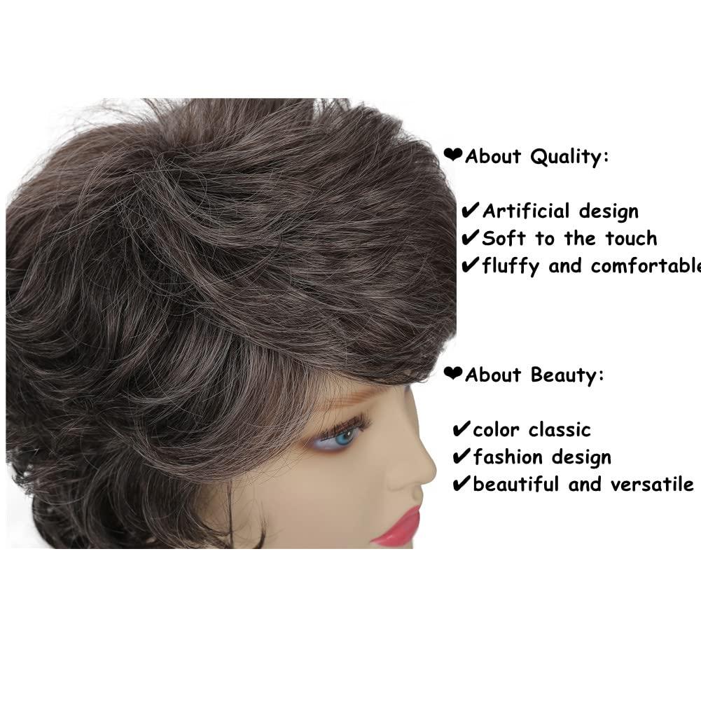 image:imageWomen Short Blonde Curly Wig Bob Wig with Bangs Shoulder Length Naturel Hair Wigs Cosplay Daily Party UseBlondeGrey