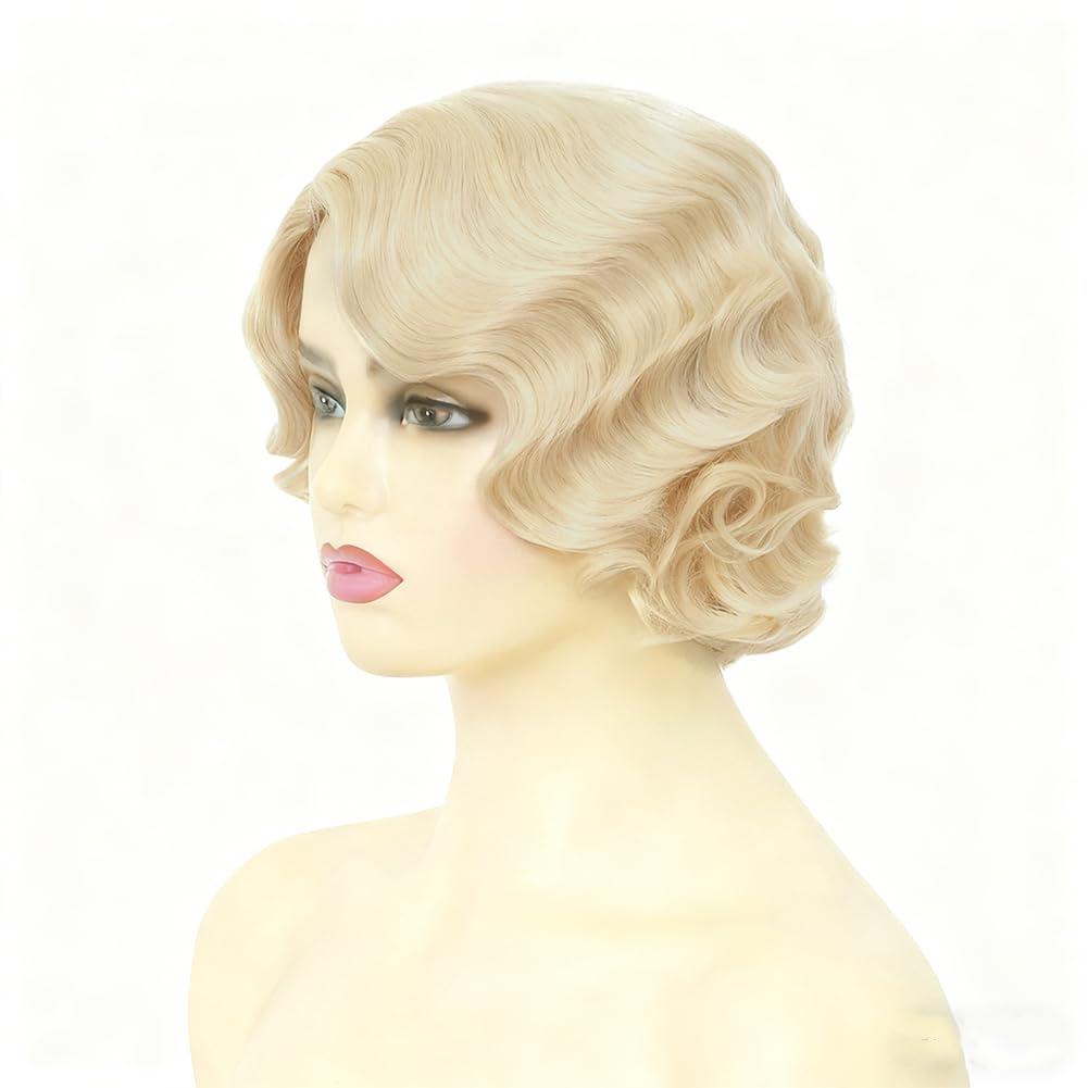 image:imageTseses Vintage Blonde Vintage Curly Wig for Women Bouffant Beehive 50s 60s Retro Wigs with Bangs Lady Cosplay Halloween Costume Hair WigBlonde