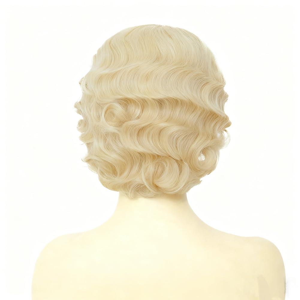 image:imageTseses Vintage Blonde Vintage Curly Wig for Women Bouffant Beehive 50s 60s Retro Wigs with Bangs Lady Cosplay Halloween Costume Hair WigBlonde