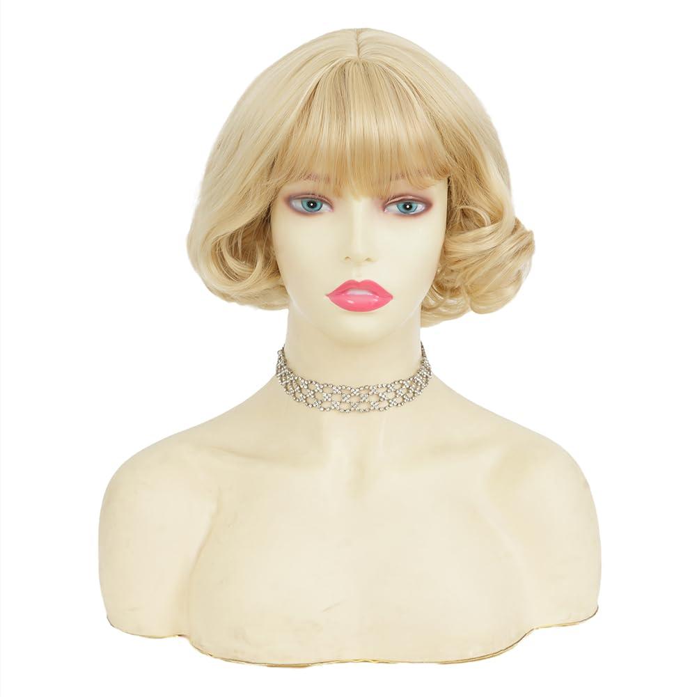 image:imageTseses Vintage Blonde Vintage Curly Wig for Women Bouffant Beehive 50s 60s Retro Wigs with Bangs Lady Cosplay Halloween Costume Hair WigBlonde Vintage