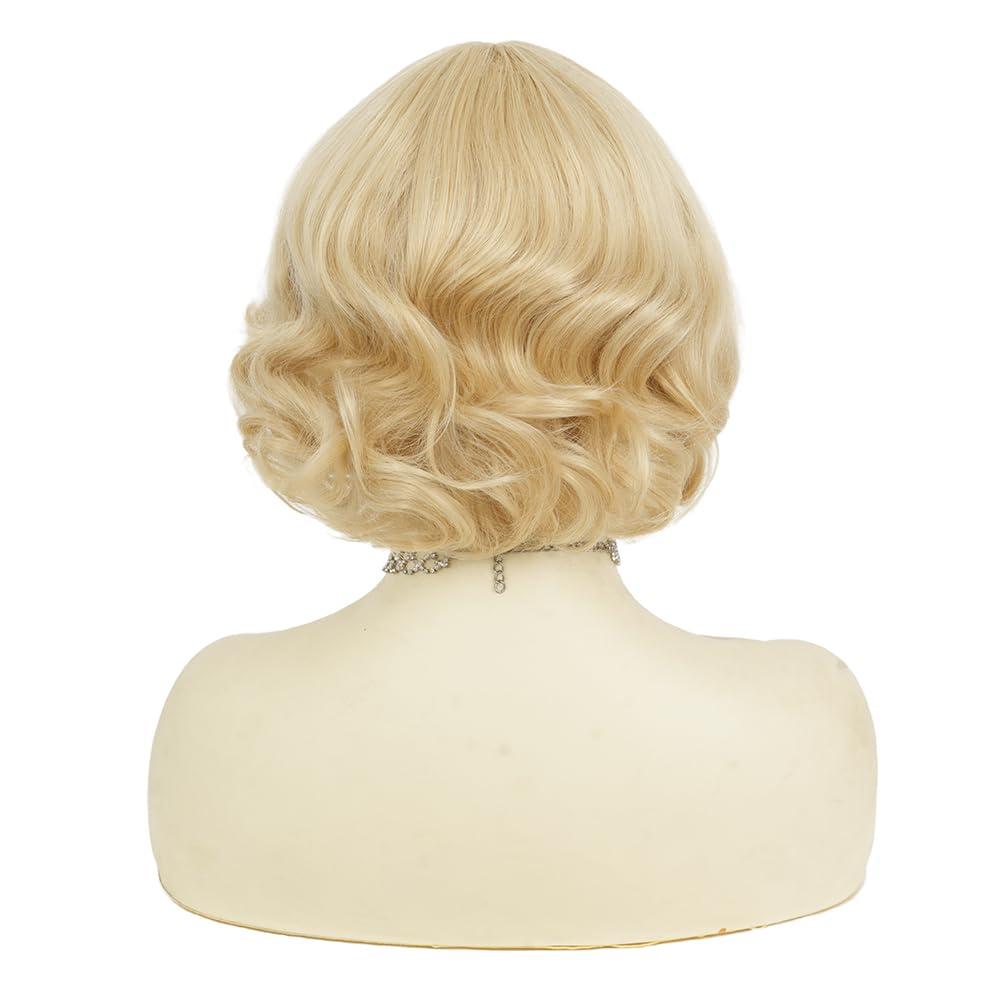 image:imageTseses Vintage Blonde Vintage Curly Wig for Women Bouffant Beehive 50s 60s Retro Wigs with Bangs Lady Cosplay Halloween Costume Hair WigBlonde Vintage