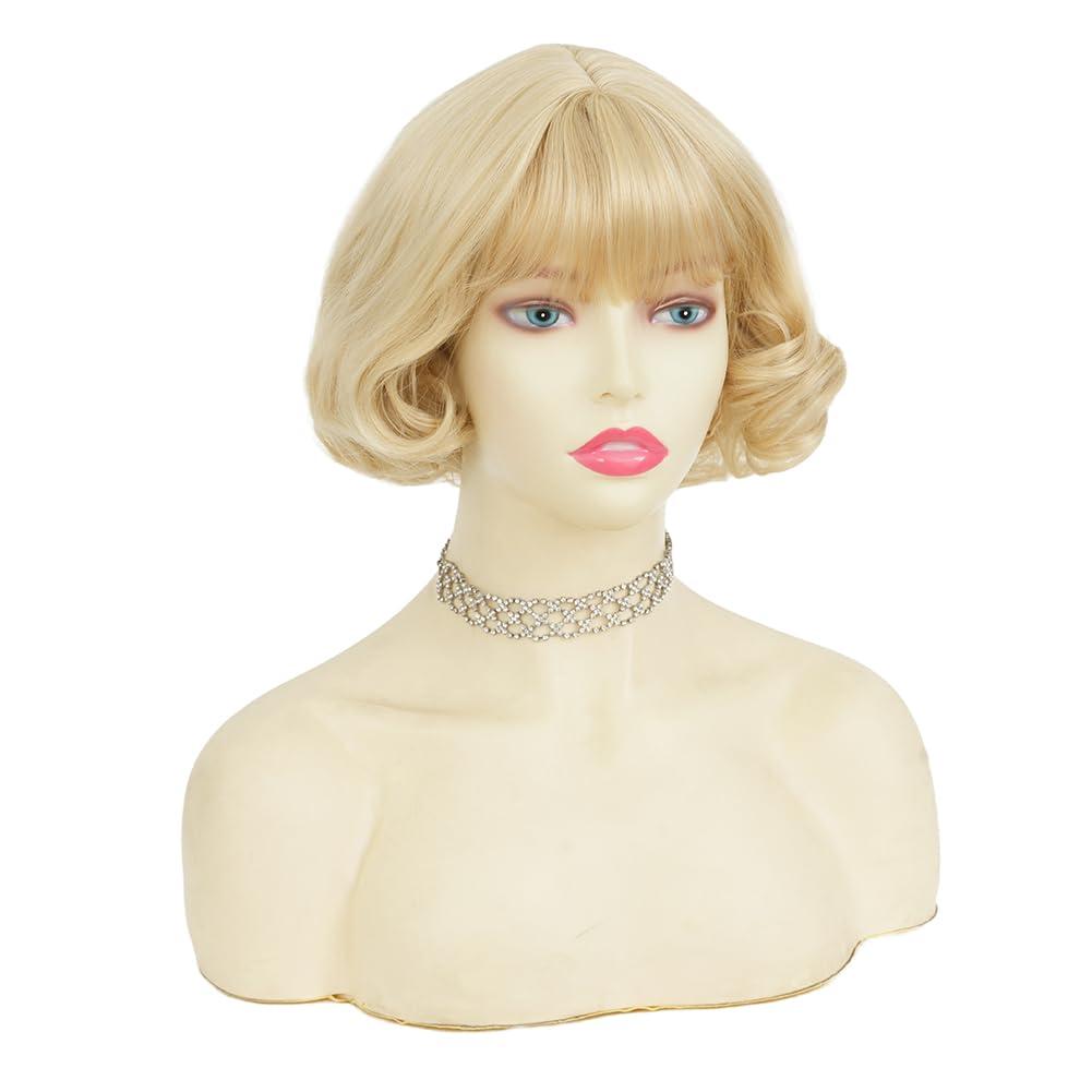 image:imageTseses Vintage Blonde Vintage Curly Wig for Women Bouffant Beehive 50s 60s Retro Wigs with Bangs Lady Cosplay Halloween Costume Hair WigBlonde Vintage