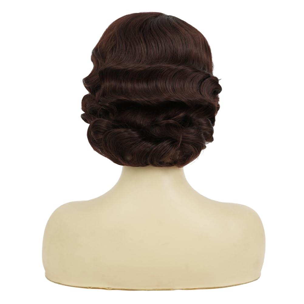 image:imageTseses Vintage Blonde Vintage Curly Wig for Women Bouffant Beehive 50s 60s Retro Wigs with Bangs Lady Cosplay Halloween Costume Hair WigBrown