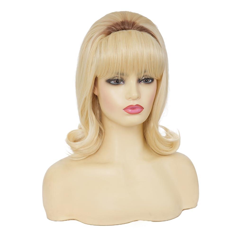 image:imageTseses Vintage Blonde Vintage Curly Wig for Women Bouffant Beehive 50s 60s Retro Wigs with Bangs Lady Cosplay Halloween Costume Hair WigCurly Blonde