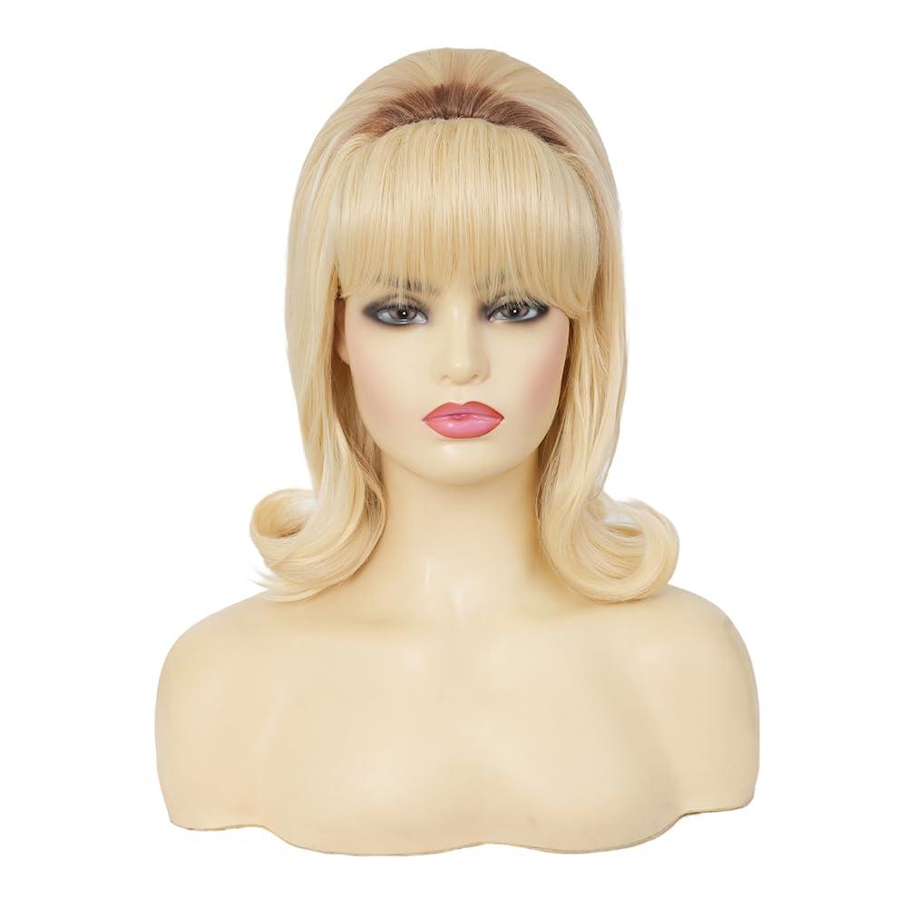 image:imageTseses Vintage Blonde Vintage Curly Wig for Women Bouffant Beehive 50s 60s Retro Wigs with Bangs Lady Cosplay Halloween Costume Hair WigCurly Blonde
