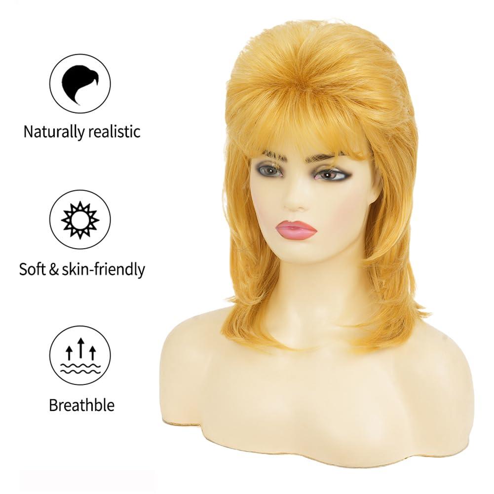 image:imageTseses Vintage Blonde Vintage Curly Wig for Women Bouffant Beehive 50s 60s Retro Wigs with Bangs Lady Cosplay Halloween Costume Hair WigLong Blonde