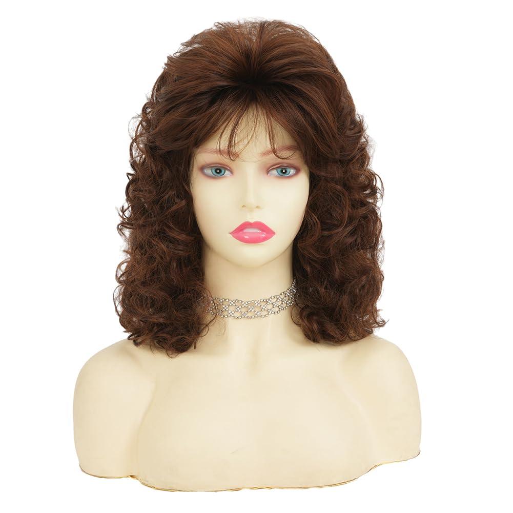image:imageTseses Vintage Blonde Vintage Curly Wig for Women Bouffant Beehive 50s 60s Retro Wigs with Bangs Lady Cosplay Halloween Costume Hair WigLong Brown