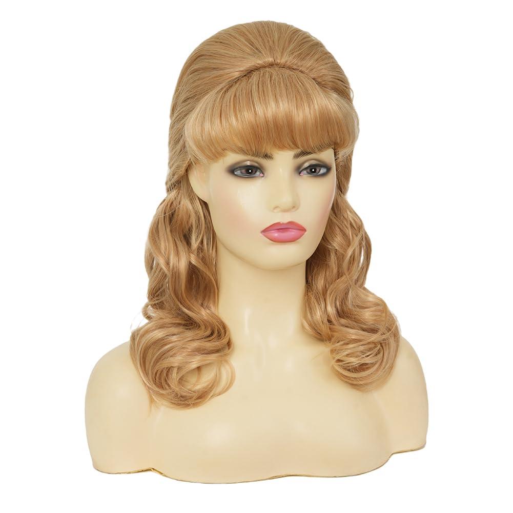 image:imageTseses Vintage Blonde Vintage Curly Wig for Women Bouffant Beehive 50s 60s Retro Wigs with Bangs Lady Cosplay Halloween Costume Hair WigRetro Blonde