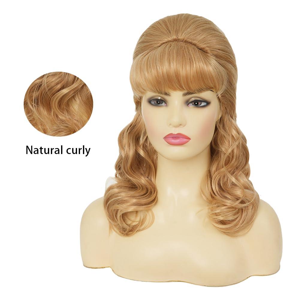 image:imageTseses Vintage Blonde Vintage Curly Wig for Women Bouffant Beehive 50s 60s Retro Wigs with Bangs Lady Cosplay Halloween Costume Hair WigRetro Blonde