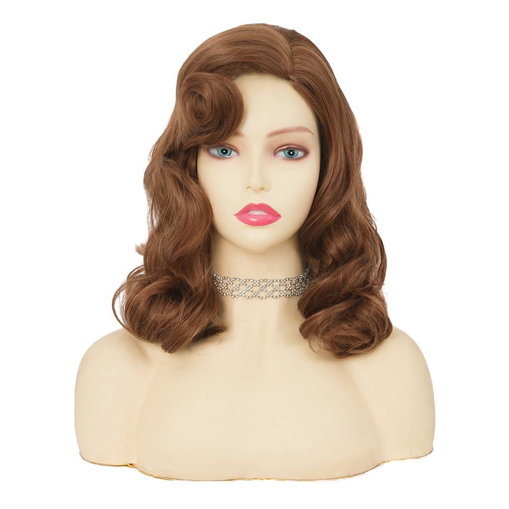 image:imageTseses Vintage Blonde Vintage Curly Wig for Women Bouffant Beehive 50s 60s Retro Wigs with Bangs Lady Cosplay Halloween Costume Hair WigRetro Brown