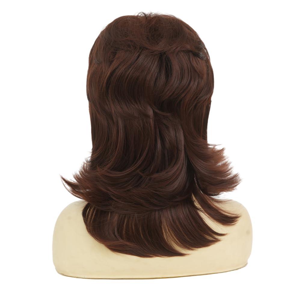 image:imageRetro Red Short Wig 50s 60s Wig for Women Bouffant Beehive Wigs with Bangs Synthetic Wigs for Halloween Costume Party UseDark Brown