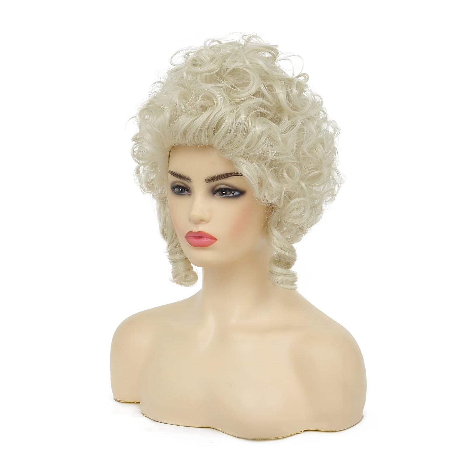 image:imageRetro Red Short Wig 50s 60s Wig for Women Bouffant Beehive Wigs with Bangs Synthetic Wigs for Halloween Costume Party UseLight Blonde