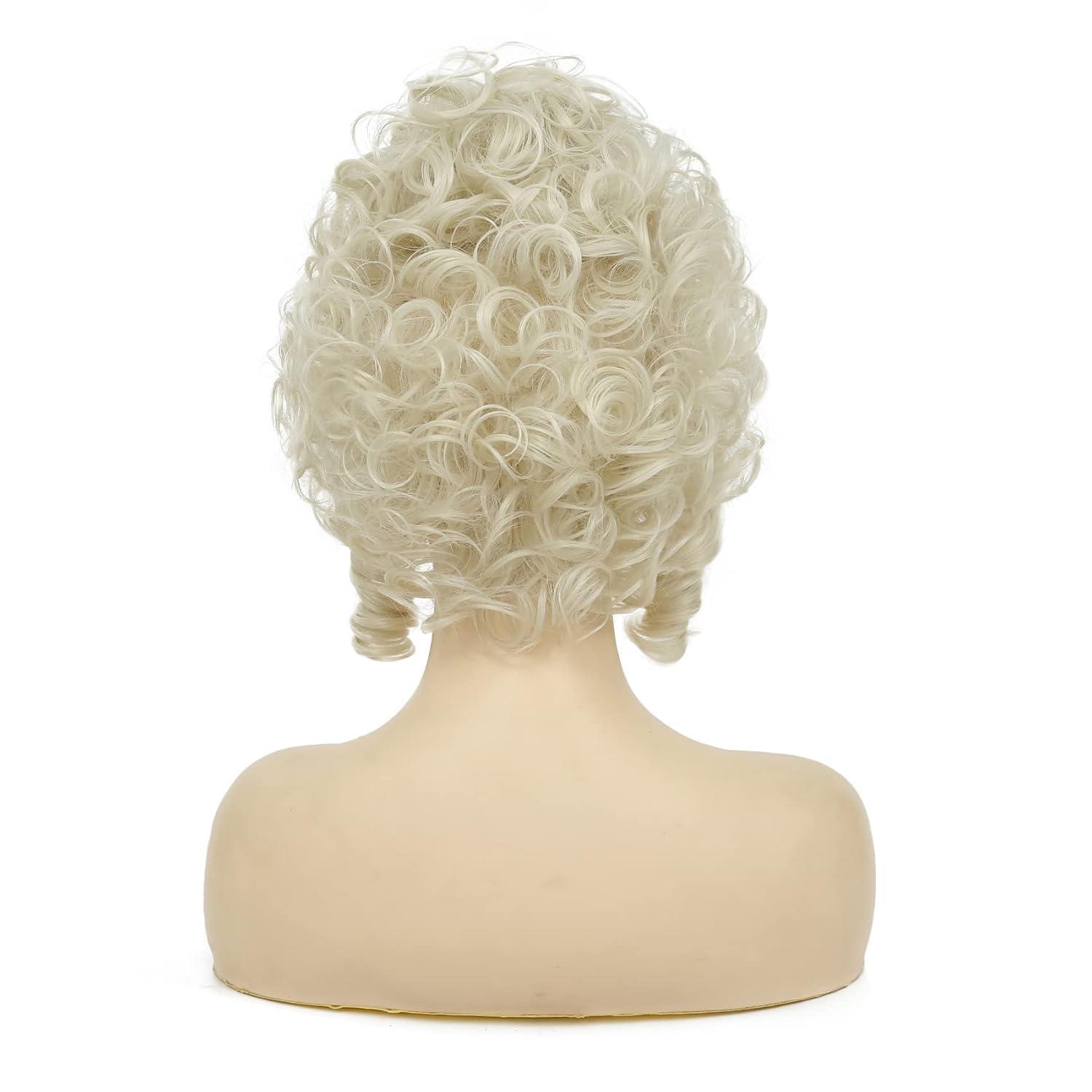 image:imageRetro Red Short Wig 50s 60s Wig for Women Bouffant Beehive Wigs with Bangs Synthetic Wigs for Halloween Costume Party UseLight Blonde