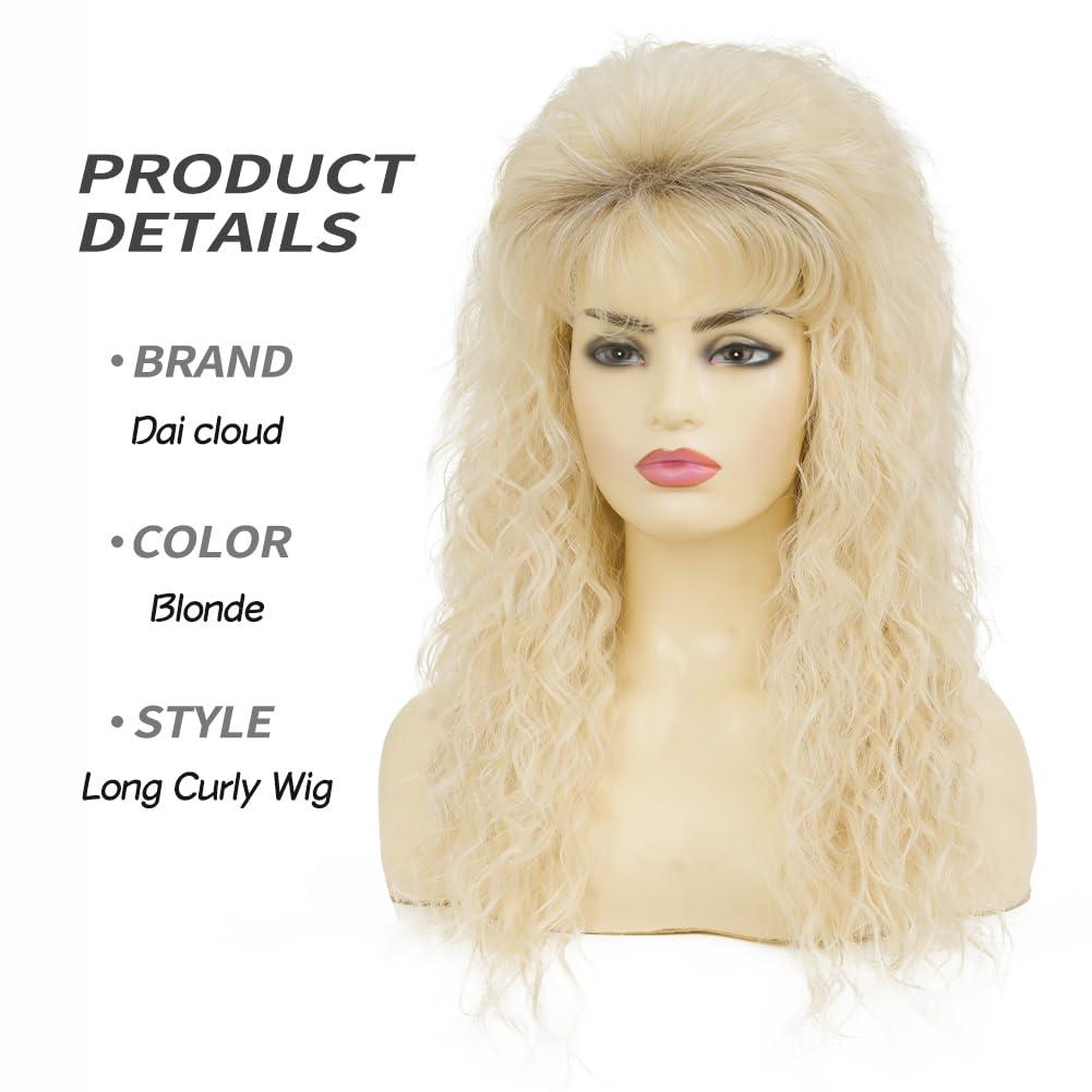 image:imageRetro Red Short Wig 50s 60s Wig for Women Bouffant Beehive Wigs with Bangs Synthetic Wigs for Halloween Costume Party UseLong Blonde