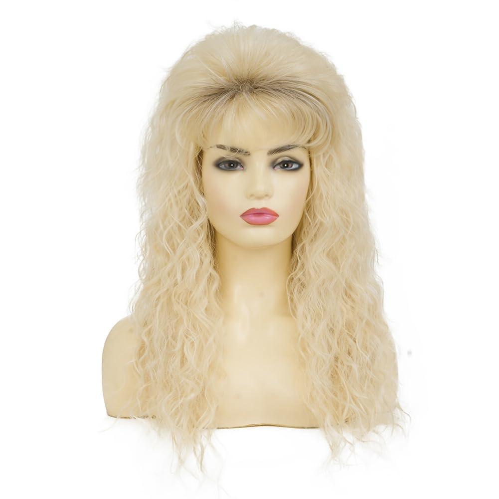 image:imageRetro Red Short Wig 50s 60s Wig for Women Bouffant Beehive Wigs with Bangs Synthetic Wigs for Halloween Costume Party UseLong Blonde