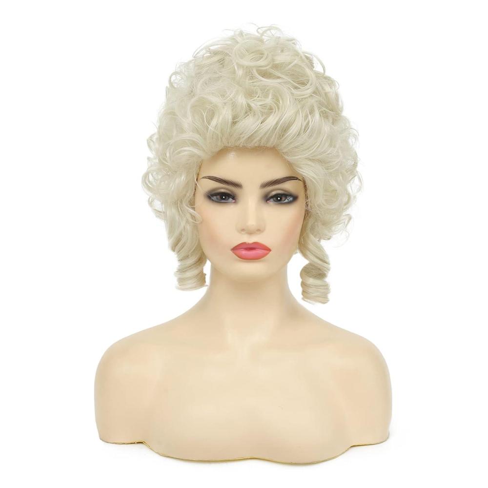 image:imageRetro Red Short Wig 50s 60s Wig for Women Bouffant Beehive Wigs with Bangs Synthetic Wigs for Halloween Costume Party UseLight Blonde