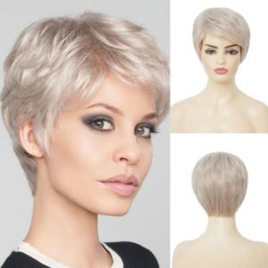 Blond Short Curly Wigs for Women Fluffy Layered Hair Wig with Bangs Synthetic Fiber Wig for Daily Party Cosplay Halloween Use(Blonde Short)