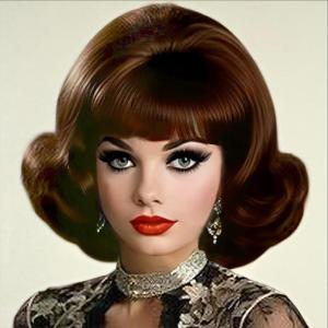 Retro Red Short Wig 50s 60s Wig for Women Bouffant Beehive Wigs with Bangs Synthetic Wigs for Halloween Costume Party Use(Short Brown)