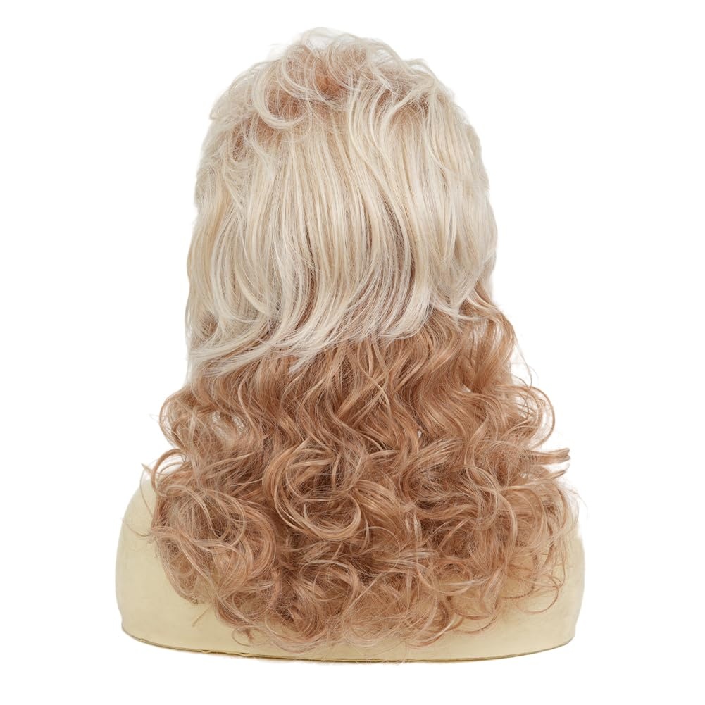 image:imageTseses Blonde Curly Wig for Women 70s 80s Rocker Punk Wigs with Bangs Shoulder Length Hair Synthetic Fiber Wigs for Halloween Costume Party Use