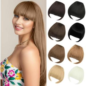 Frange à clip – Noir naturel – Pour femme(Noir naturel – Plus épais)