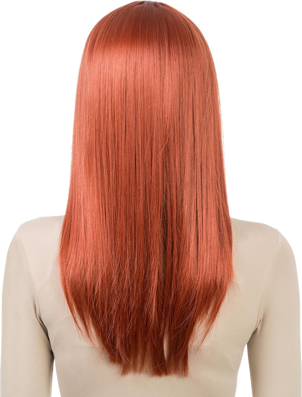 imageChaks Perruque avec frange 58 cm de cheveux synthtiques raides pour femmes cosplay carnaval festivalRouge