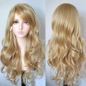 28&Prime; 70 cm Blond Cosplay Bouclé Perruque Femme, Longue Ondulée Synthétique Cheveux Cosplay Wig Anime Parti Halloween Perruques(Blond)