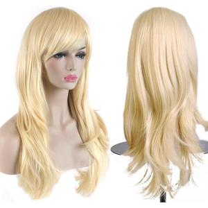 28&Prime; 70 cm Blond Cosplay Bouclé Perruque Femme, Longue Ondulée Synthétique Cheveux Cosplay Wig Anime Parti Halloween Perruques(Blonde)