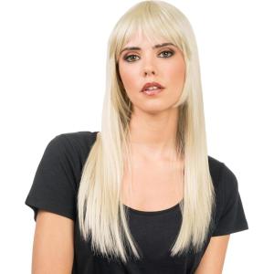 Chaks – Perruque avec frange, 58 cm de cheveux synthétiques raides pour femmes, cosplay, carnaval, festival(Blond)