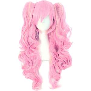 MapofBeauty 28&Prime;/70cm Longue Bouclé Femmes Tressé Perruques (Noir Bleu)(Rose)