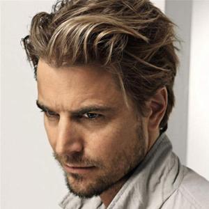 Perruque courte pour homme – Marron clair – Avec blonde – Droite – En fibre synthétique naturelle – Pour costume de cosplay
