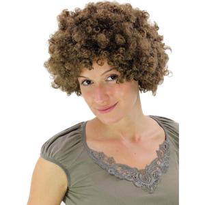 WIG ME UP – 91074-ZA83 Perruque Dames Carnaval Moyen, Fort frisés, bouclés, Blond, Blond Clair 1980(Marron (P8))