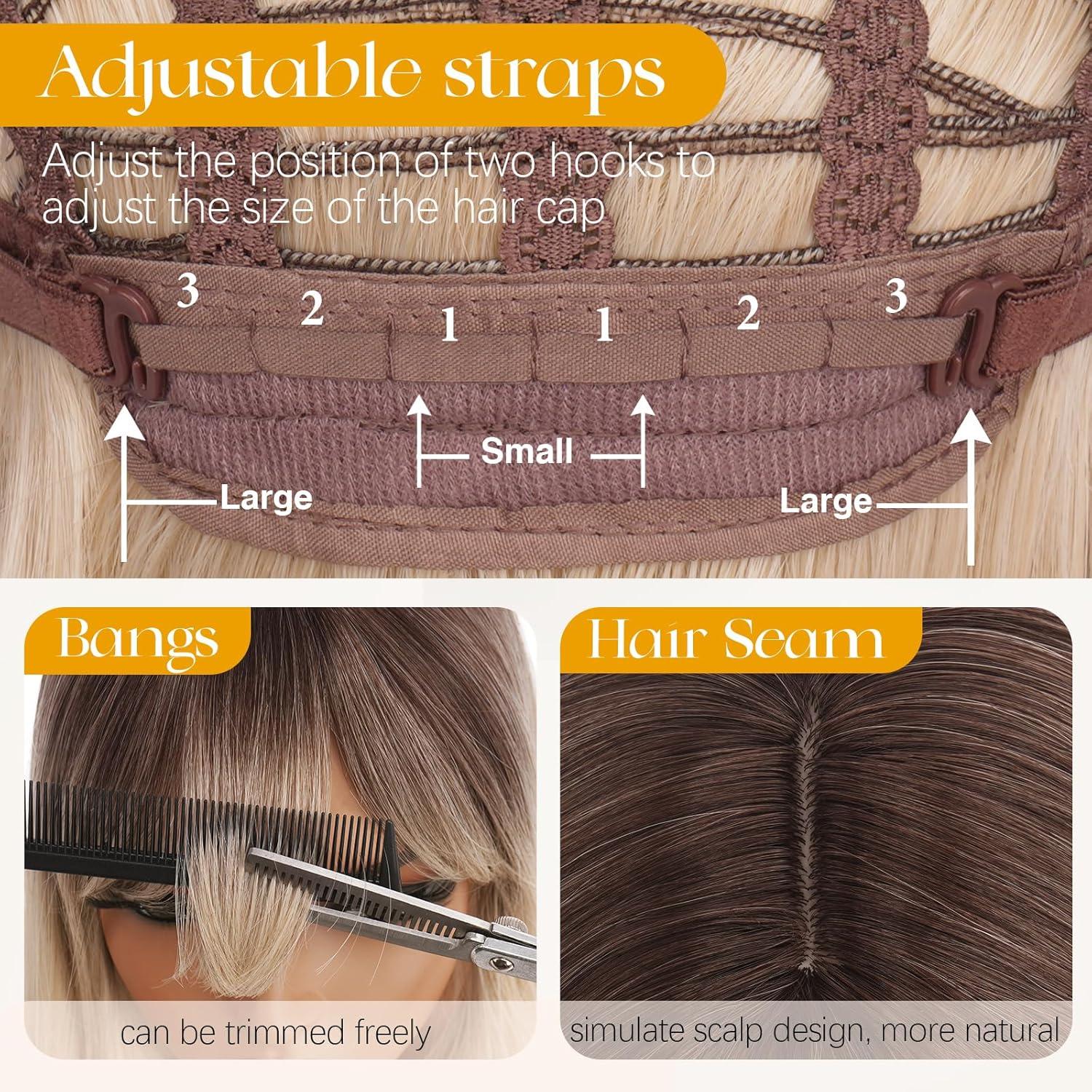 imageSofeiyan Perruque Longue et Droite avec Frange40 cm Blond Clair Perruque Femme Naturelle Cheveux Synthtiques pour les Trajets Quotidiens Ftes festival et CospalyBlonde