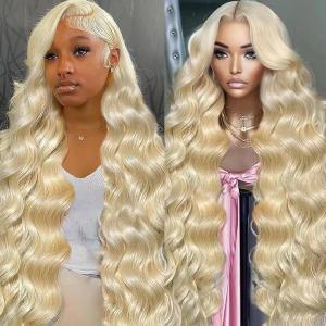 10 pouces 613 Blonde Short Bob Wig Cheveux Humains Straight Lace Front Perruque 180 Densité 13×4 HD Lace Front Perruque Bob Wig Pré – épelé des Cheveux de bébé pour Les Femmes(613 Blonde Body Wave Wig)