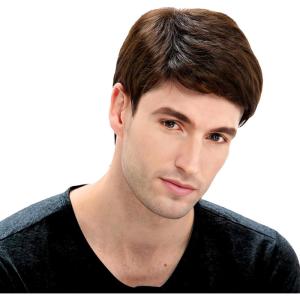 Perruque pour homme cheveux courts, perruques de rechange pour homme, perruques réglables pour homme, cheveux courts naturels réalistes, perruque de rechange pour costume de cosplay – Noir(Brun clair)