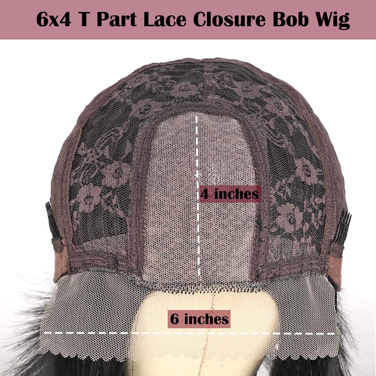 imagePORSMEER Perruque Naturelle Lace Frontal Courte Bob Noir Perruque bresilienne Cheveux 10 Pouces pour les femmes noires Lace Wignoir