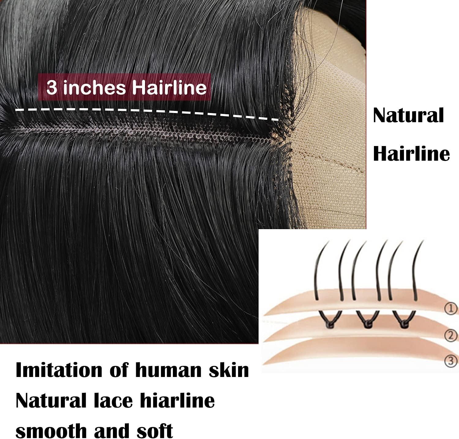 imagePORSMEER Perruque Naturelle Lace Frontal Courte Bob Noir Perruque bresilienne Cheveux 10 Pouces pour les femmes noires Lace Wignoir