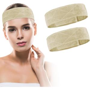 2 Pack Bandeau pour Perruque Réglable Anti-Dérapant Velours – Confortable Accessoire Perruque pour Femmes,pour Usage Quotidien, Yoga, Soins,Noir(2pcs-beige)