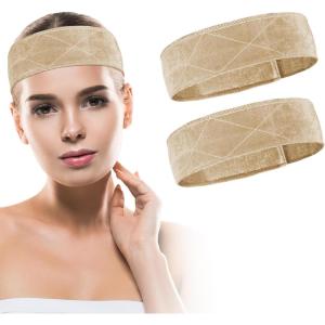 2 Pack Bandeau pour Perruque Réglable Anti-Dérapant Velours – Confortable Accessoire Perruque pour Femmes,pour Usage Quotidien, Yoga, Soins,Noir(2pcs-chair)