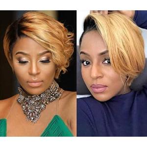 13×4 Lace Front Wig Perruques Courtes Raides Perruque Femme Bresilienne Naturelle Perruque Cheveux Humains Hair Pré Pincées 150% Densité 6pouces Noires(1B/27)