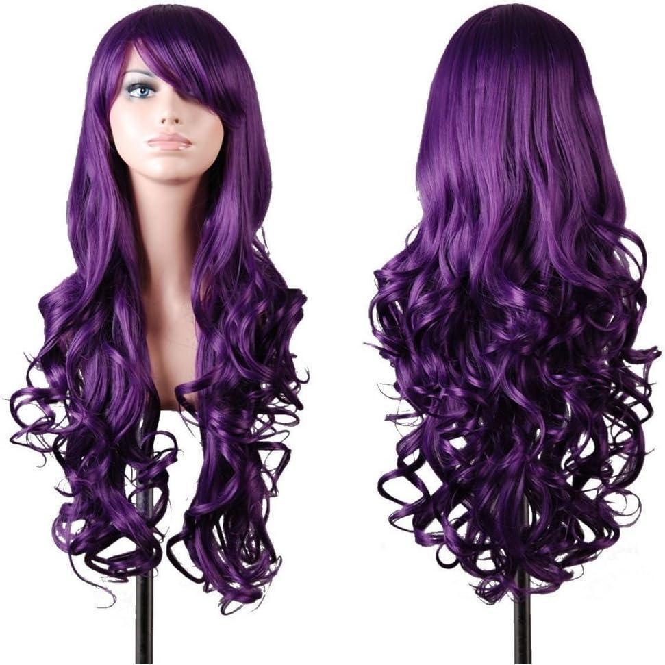 imageEmaxDesign Perruque de cosplay de haute qualit 80 cm pour femme Longue pleine boucle rsistante  la chaleur Postiche glamour  la mode avec bonnet et peigne de perruque gratuits couleur