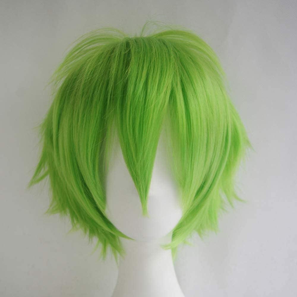 image:imagePerruque Cosplay courte bleue unisexe Cosplay Anime Wig Lisse Perruque synthtique avec frange pour Halloween Carnaval Costume de fte thmeVerte