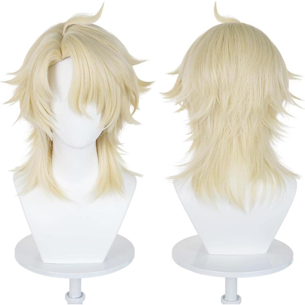 image:imagePerruque de Cosplay de Personnage de Jeu Anime Fibre Rsistante la Chaleur avec 2 Bonnets de Perruque pour Conventions vnements Cosplay et Ftes Thme EscoffierVarka