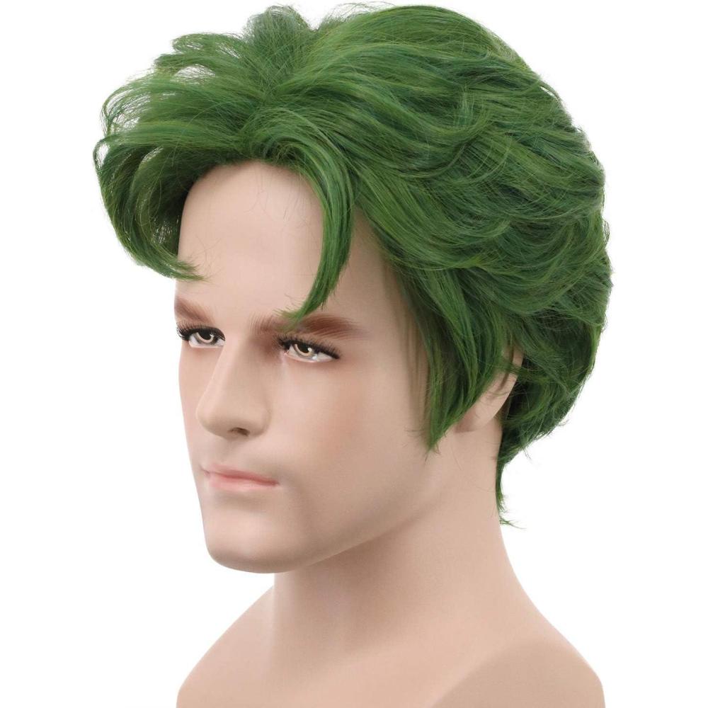 image:imageYuehong Perruque Homme Courte Boucle Verte Film Anime Cosplay Cheveux Perruque avec Fibres Synthtiques Rsistantes la Haute Temprature Douce Respirante Durable