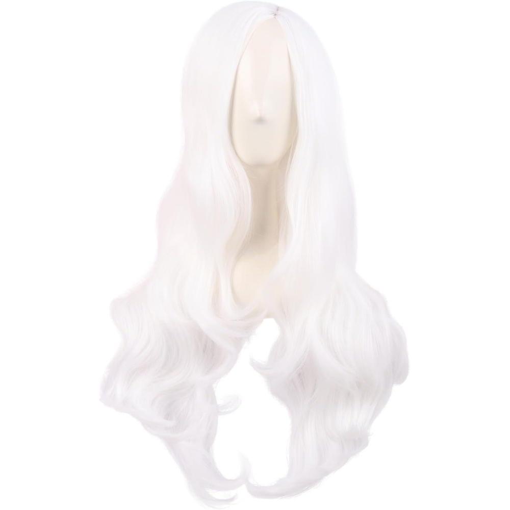 image:imageMapofBeauty 28 Pouces70 cm Cosplay Longue Vague Boucl Fibre Synthtique Side Bang Anime Fashion Party Perruque Sombre BrunBlanc