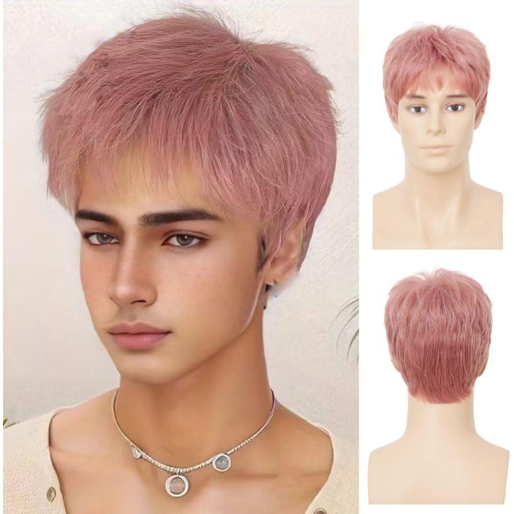 image:imagePerruque courte pour homme Blanche Pour cosplay fte Pour hommerose