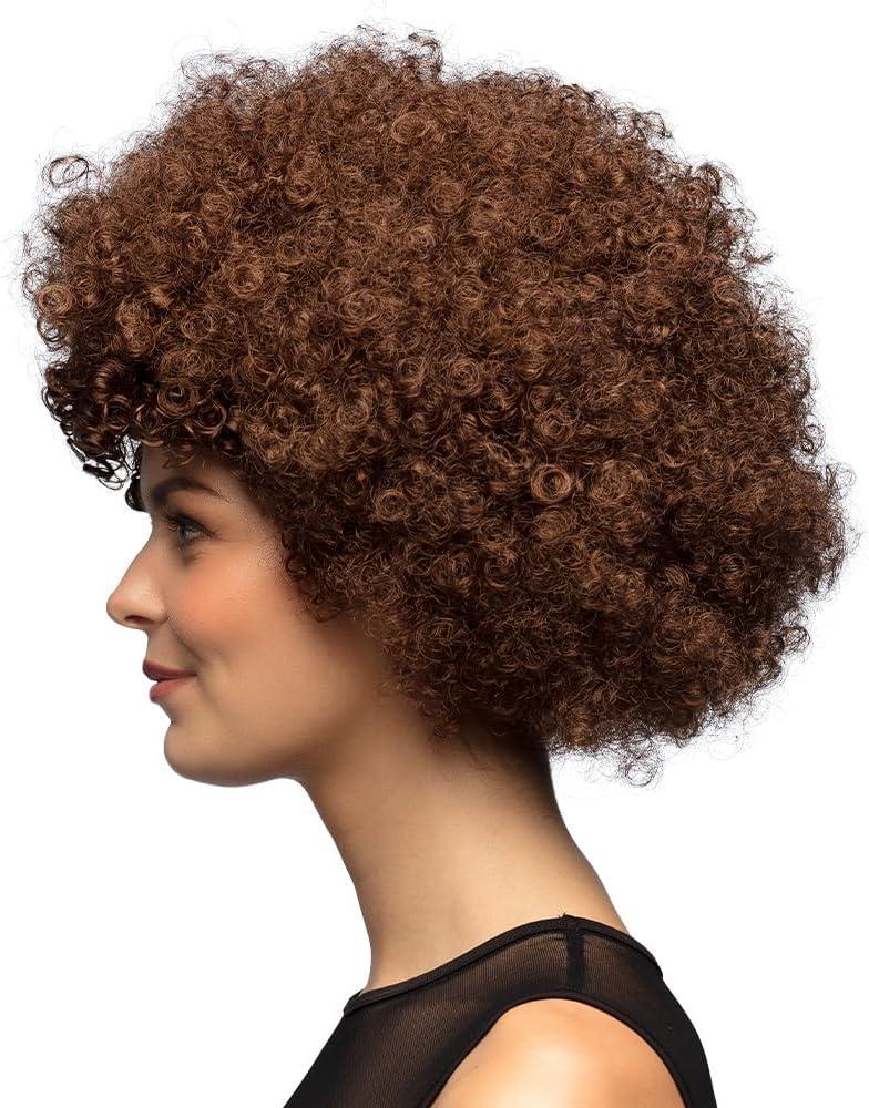 image:imageBoland Perruque boucle pour adultes Coiffure courte en cheveux synthtiques Perruque pour le carnaval Halloween et JGA Accessoires pour les dguisements de carnavalBrun