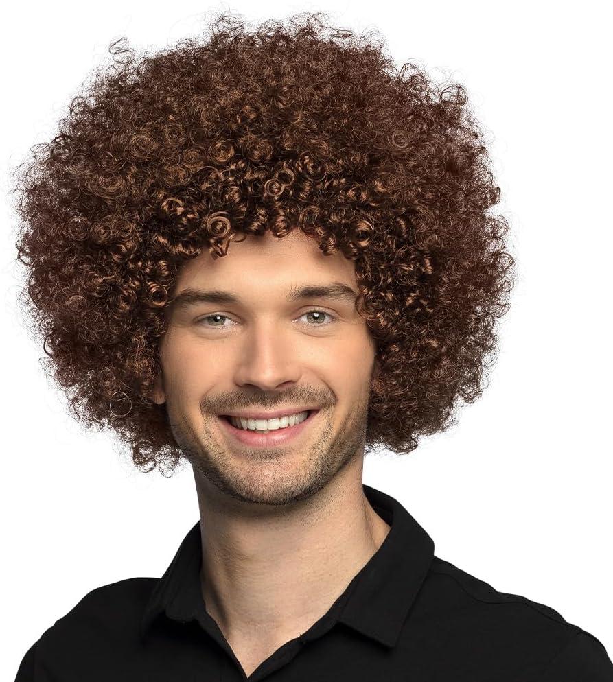 image:imageBoland Perruque boucle pour adultes Coiffure courte en cheveux synthtiques Perruque pour le carnaval Halloween et JGA Accessoires pour les dguisements de carnavalBrun